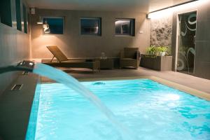 ZiedkalneBotique & SPA Hotel Berkenes Manor的在酒店房间的一个大型游泳池