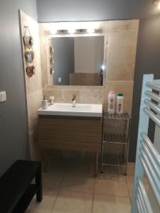 勒托尔Au pays du Ventoux的一间带水槽和镜子的浴室