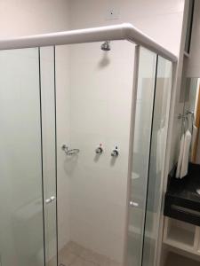 阿普卡拉纳Hotel Matrix的带淋浴的浴室,带玻璃门