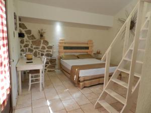 玛丽娜迪曼卡维萨Macchia Salentina的一间卧室设有一张床和梯子