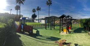 福恩吉罗拉Alta Loma Costa的公园设有游乐场,配有游戏设备和棕榈树