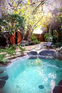 罗什平纳品纳巴尔维旅馆的庭院内一个带瀑布的小游泳池