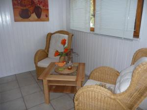布雷格Stranddistel的客厅配有两把椅子和一张茶几