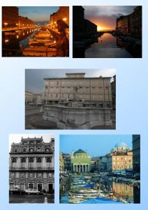 的里雅斯特AL PONTEROSSO的一组四幅不同建筑的照片