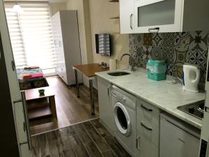 卡赫拉曼马什拉Ada Residence的厨房配有洗衣机,位于柜台上
