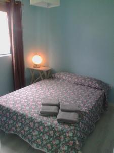 Faja GrandeCasa do Baixio的一间卧室配有带毛巾的床