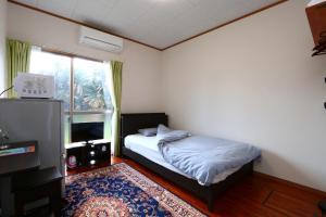 德之岛Pension Kongo Baru的一间小卧室,配有床和窗户