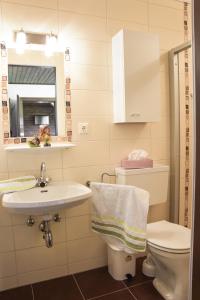 玛丽亚普法尔费佛霍夫酒店的一间带水槽、卫生间和镜子的浴室