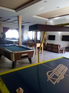 卜舍里Palace Hotel的客厅配有乒乓球桌和台球桌