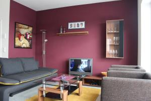 奥斯措兹Ferienwohnung Augustin的带沙发和电视的客厅