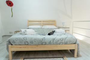 马泰拉Il Sassetto的一间卧室配有一张木架大床