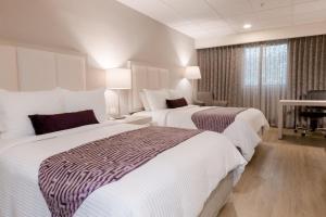 蒙特雷安塔瑞丝加莱里亚斯酒店的酒店客房配有两张床和一张书桌