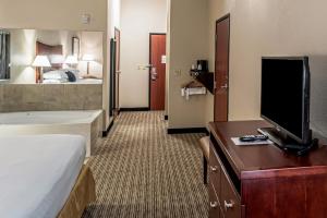 矿泉井城Red Lion Inn & Suites Mineral Wells的配有一张床和一台平面电视的酒店客房