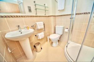 克利索普斯伯灵顿酒店的一间带水槽、卫生间和淋浴的浴室