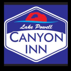佩吉Lake Powell Canyon Inn的湖鲍威尔露营旅馆标签的照片