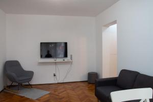 图尔达Apartament Luca的客厅配有沙发和墙上的电视