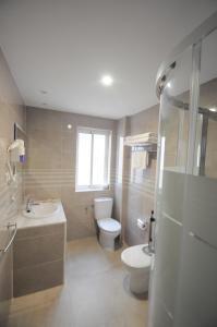 阿尔姆尼卡戈雅酒店的一间带卫生间和水槽的浴室