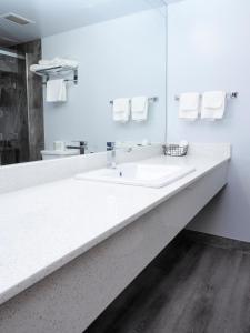 埃德蒙顿阿盖尔广场酒店 的浴室设有2个水槽和镜子