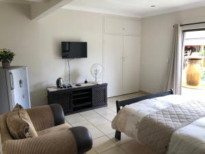 肯普顿帕克大5旅馆的客厅配有沙发床和电视。