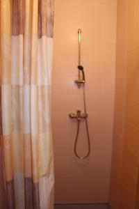 伊格纳利纳Ignalinos sporto ir pramogų centras的浴室内配有淋浴帘。