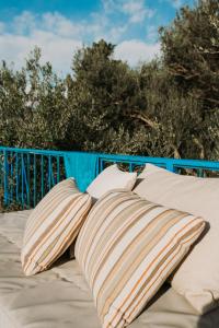 西迪·布·赛义德Les Jardins du Phare de Sidi Bou Said的床上的2个枕头
