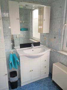 Usedom Town斯塔多赫恩公寓的浴室设有白色水槽和镜子