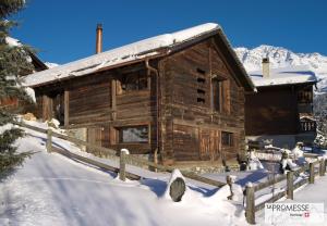 巴涅Chalet "La Promesse"的雪地小木屋,带栅栏