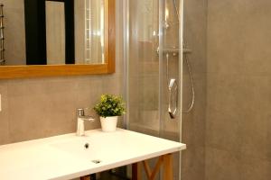 利耶帕亚Elegant apartment的一间带水槽和淋浴的浴室