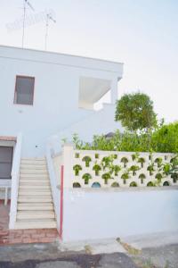 丽都玛里尼Casa Vacanza BERMUDA的白色的房子,上面有楼梯和植物