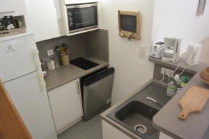San CiprianuSt CYPRIEN C20的一间带水槽和冰箱的小厨房