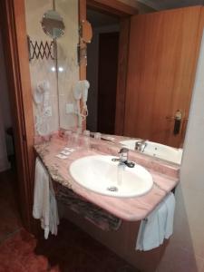 埃尔瓦斯布拉斯卡酒店的浴室的柜台设有水槽和镜子