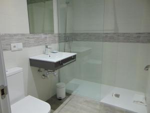 萨拉曼卡Hostal I Dream Salamanca的一间带水槽和卫生间的浴室