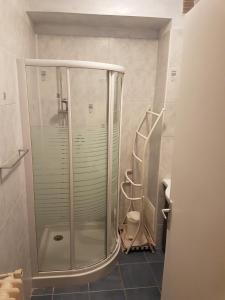 芒通location saisonnière的带淋浴和卫生间的浴室