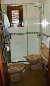 布维翁拉斯维加斯特拉萨斯德拉阿尔普哈拉乡村旅馆的带淋浴、卫生间和盥洗盆的浴室