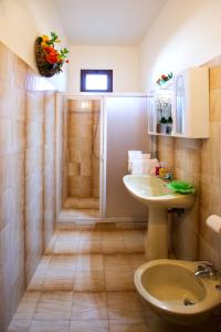 恩波利Villa Antiche Mura的带淋浴、盥洗盆和卫生间的浴室