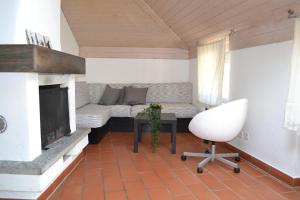 卡斯拉诺Mansarda Caslano的带沙发和壁炉的客厅