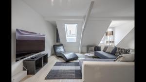 苏黎世Luxury Penthouse Apartment的带沙发和电视的客厅