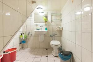 小琉球岛苗甫民宿 的一间带卫生间和水槽的小浴室