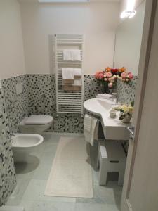 维罗纳卡萨潘维尼奥酒店的一间带卫生间和水槽的浴室
