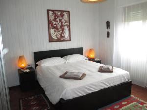 Mercatello sul Metauro卡萨巴尔杜奇住宿加早餐酒店的一间卧室配有一张大床和两条毛巾