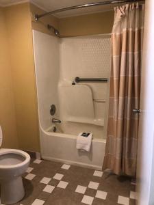 萨凡纳Americas Best Inn - Savannah I-95的带浴缸、卫生间和淋浴的浴室。