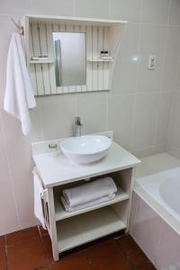 纽卡斯尔Newcastle Country Lodge的白色的浴室设有水槽和镜子