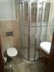 塞尔丘克亚马逊小宫殿酒店的带淋浴、卫生间和盥洗盆的浴室