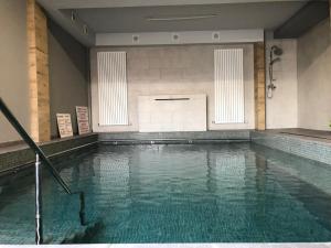 百乐费利克斯安娜玛丽亚膳食旅馆的一座空的游泳池,在建筑物里有水