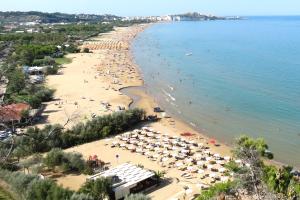 维耶斯泰Hotel Residence Villa Ascoli的海滩上方的遮阳伞