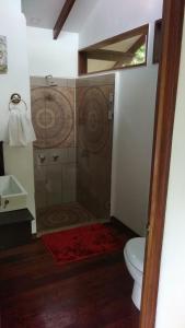 瓜皮莱斯Centro Ananda的带淋浴、卫生间和盥洗盆的浴室