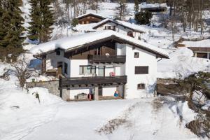 弗利姆斯Casa Murissen的雪中带雪盖屋顶的房子