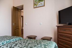 乌曼岛Uman Hotel的配有一张床和一台平面电视的酒店客房