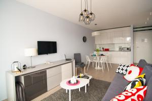 西恩纳Apartament 21 Czarna Góra的客厅配有沙发和桌子