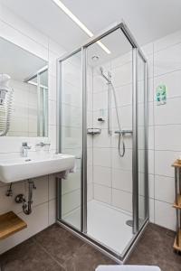 费尔兹姆斯恩特豪弗酒店的带淋浴和盥洗盆的浴室